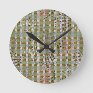 Textured Pointillism Grid Pattern Artwork Rund Klocka