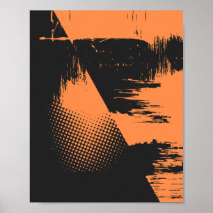 Texturerad abstrakt design i svart och orange poster