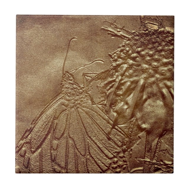 Texturerad Åldras Butterfly Nature Art Tile Kakelplatta (Framsidan)