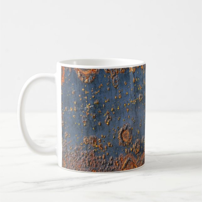 Texturerad bakgrund för metall. kaffemugg (Vänster)