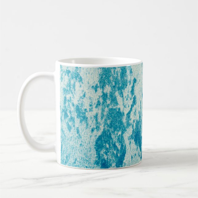 Texturerad blå bakgrund av tät väv. Kon Kaffemugg (Vänster)