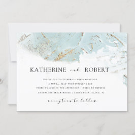 texturerad blå faux-folie guld i modern Bröllop Inbjudningar