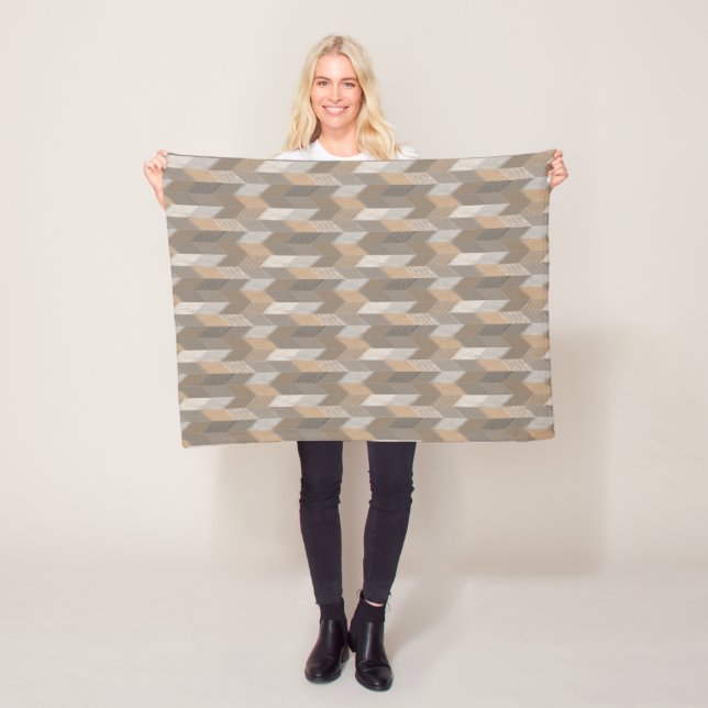 Texturerad blå, gul, olivgrön chevron. fleecefilt (På plats)