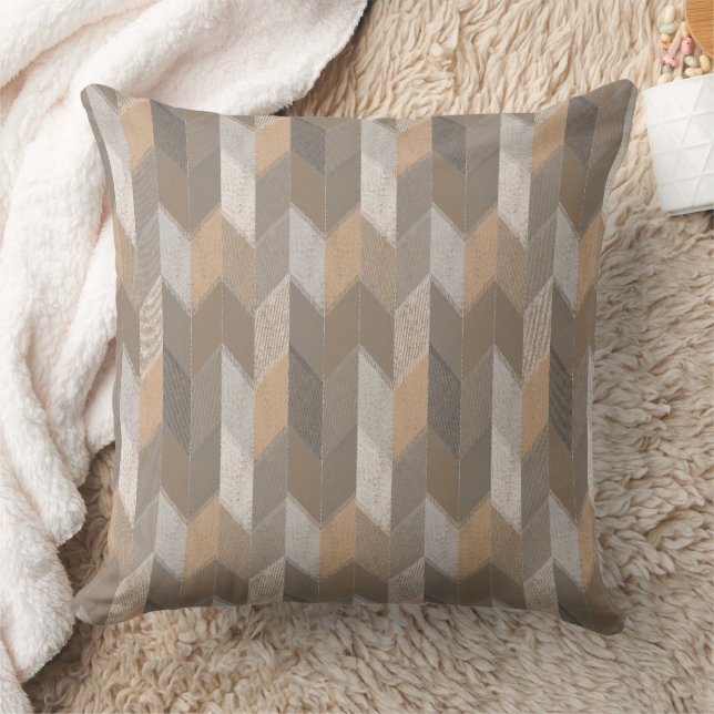 Texturerad blå, Gult, Olive Chevron. Kudde (Filt)