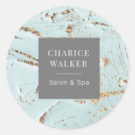 texturerad blåsalon och spa monogram av guld runt klistermärke