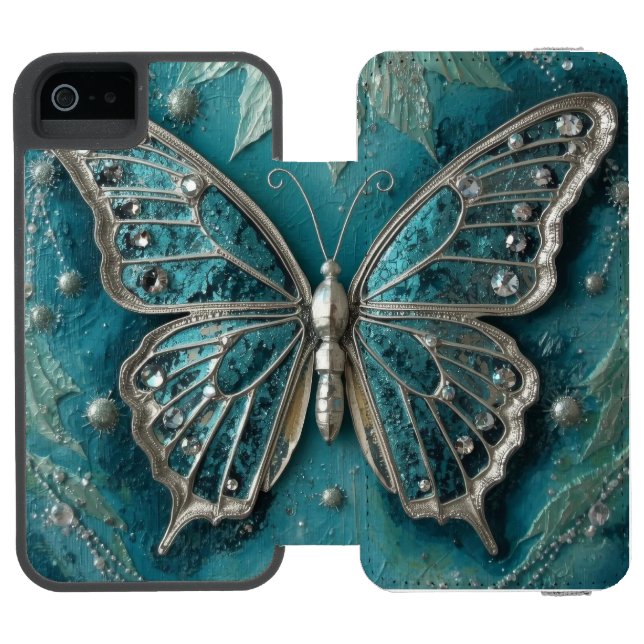 Texturerad blomsterkonst – Mjuk natur blomdesign Incipio iPhone Wallet Skal (Folio Öppen)