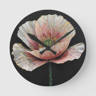 Texturerad blomsterkonst – Mjuk natur blomdesign Rund Klocka