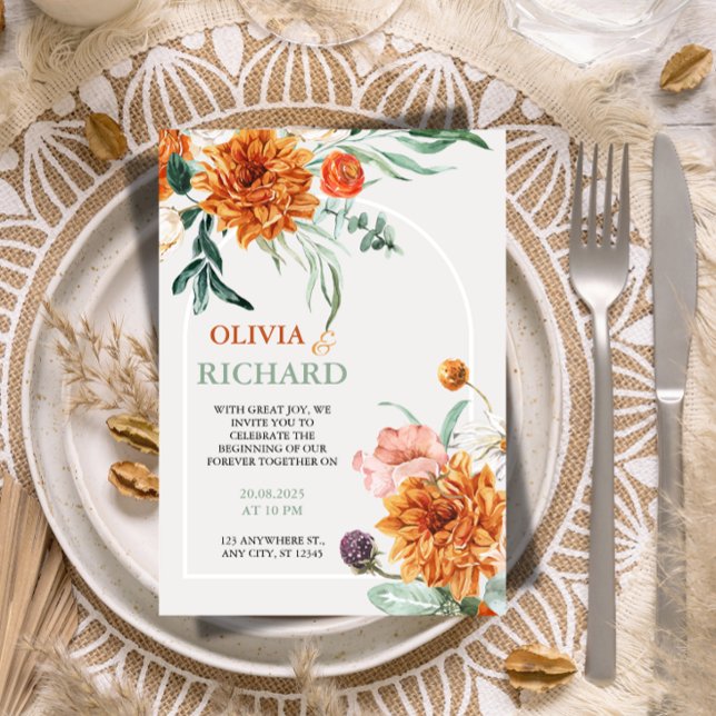 Texturerad Boho Pampasgräs Bröllopsinbjudan Inbjudningar (Skapare uppladdad)