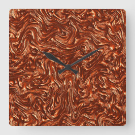 Texturerad brun terracotta fyrkantig klocka