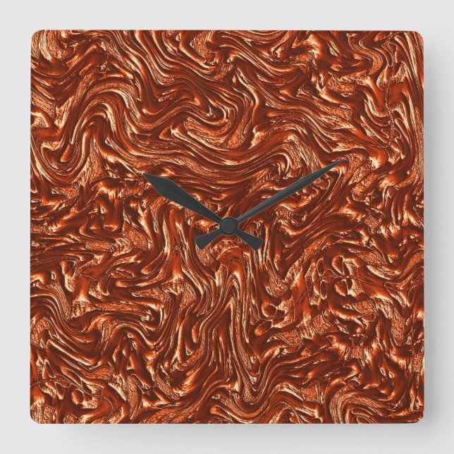 Texturerad brun terracotta fyrkantig klocka (Framsida)