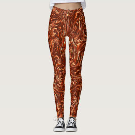 Texturerad brun terracotta leggings