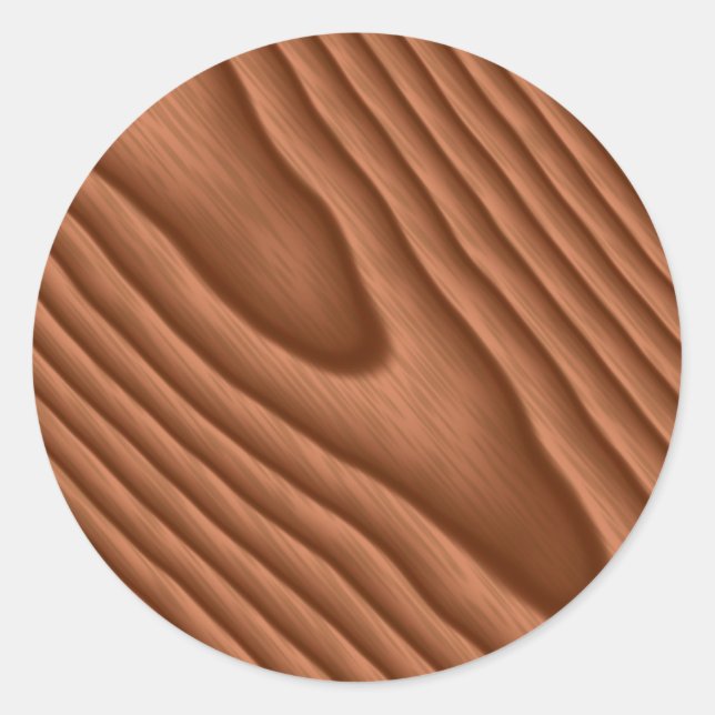 Texturerad brun Woodgrain Runt Klistermärke (Front)