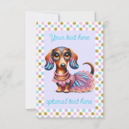 Texturerad Dachshund Girl Party Inbjudningar