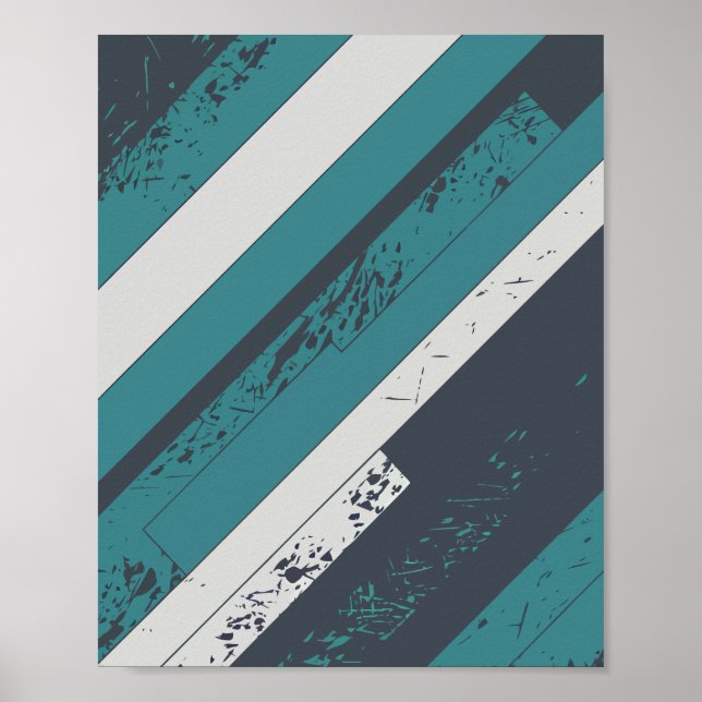Texturerad diagonal Rand-design i skalet och vitt Poster (Framsidan)