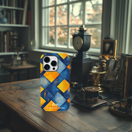 Texturerad Diamond Mönster i blått och Orange