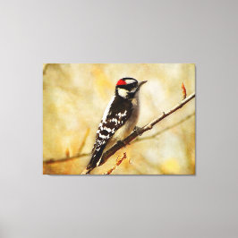 Texturerad dunig hackspett sträckt kanvastryck