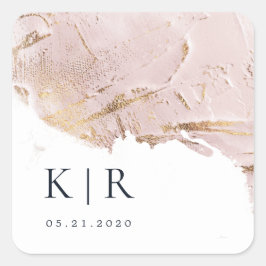 texturerad féfolie ro guld Elegant bröllop Fyrkantigt Klistermärke