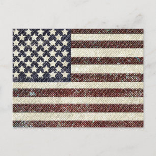Texturerad gammal stil amerikansk flagga vykort