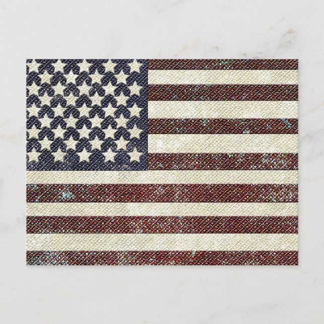 Texturerad gammal stil amerikansk flagga vykort (Framsida)