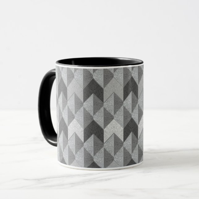 Texturerad grått-geometri. mugg (Framsida vänster)