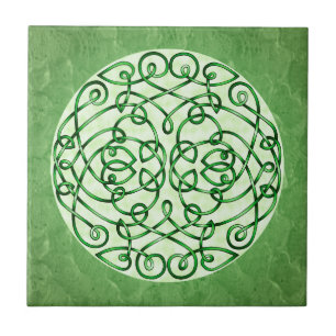 Texturerad grön Celtic konstkrullning Kakelplatta