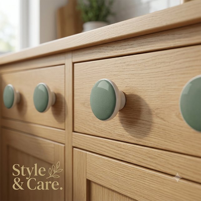 Texturerad grön keramisk knopp för skåp (Textured Green Ceramic Knob for Cabinets)