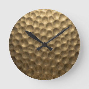 Texturerad Hammad Metall Bubblor Guld Rund Klocka