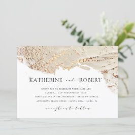 Texturerad inbjudan till Guld Faux Foil Modern Wed