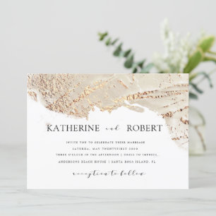 Texturerad inbjudan till Guld Faux Foil Modern Wed
