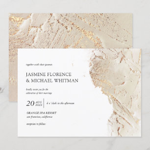 texturerad inbjudan till guld faux foil Wedding