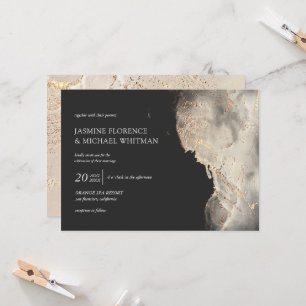 Texturerad inbjudan till Guld Faux Foil Wedding