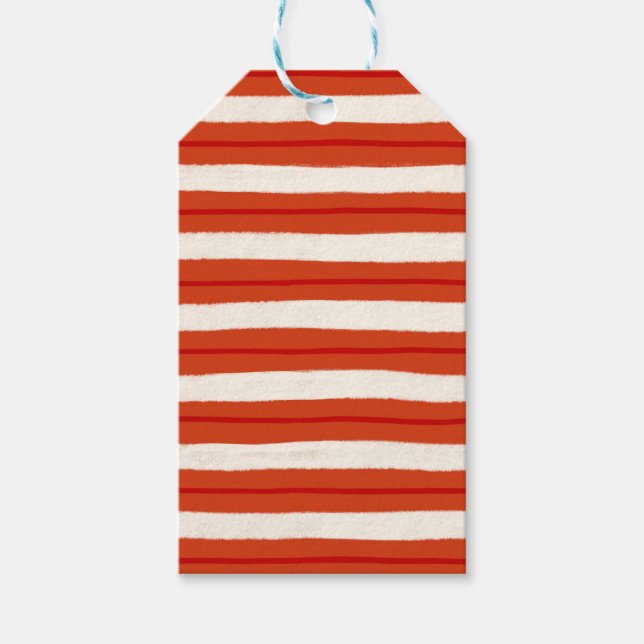 Texturerad jul-rand i rött och vitt presentetikett (Framsidan)