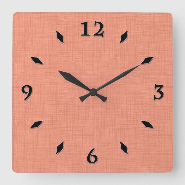 Texturerad korall "lugnande korall".  populär soli fyrkantig klocka (Framsida)