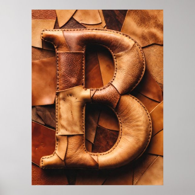 Texturerad läderpatchwork ”B” monogram Poster (Framsidan)