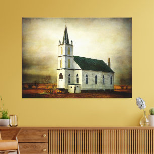 Texturerad Land kyrka Canvastryck