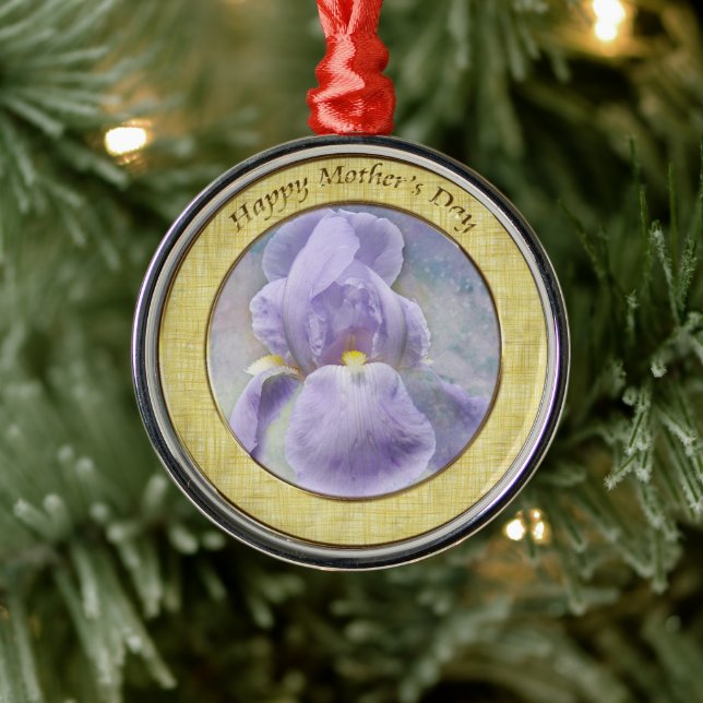 Texturerad Lila Iris Mors dag Ornament (Träd)