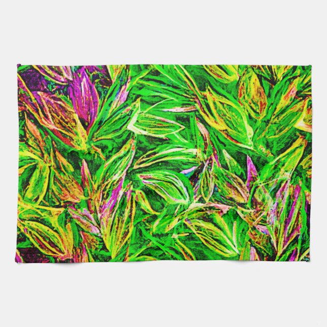 Texturerad Löv Garden Art Kökshandduk (Horisontell)