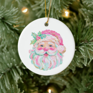 Texturerad målning ser ut som en fin Santa-ansikte Julgransprydnad Keramik