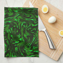 Texturerad metallisk grönt kökshandduk
