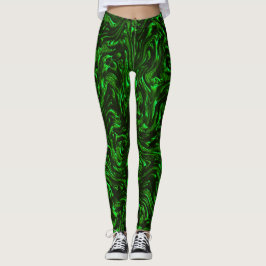 Texturerad metallisk grönt leggings