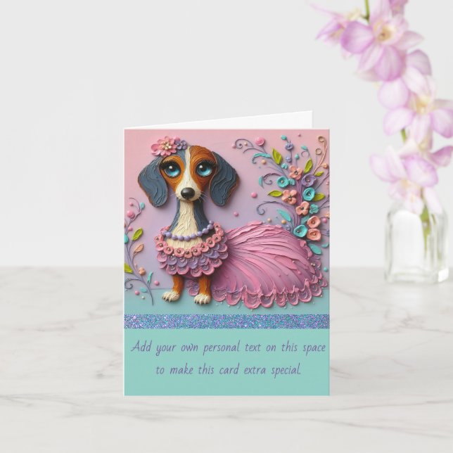 Texturerad pastel Paded Dachshund Kort (Orkide)