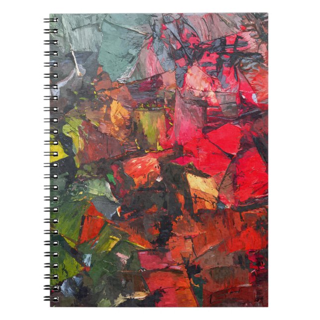 Texturerad Red Grönt Abstrakt Palette Knivar Anteckningsbok (Framsidan)