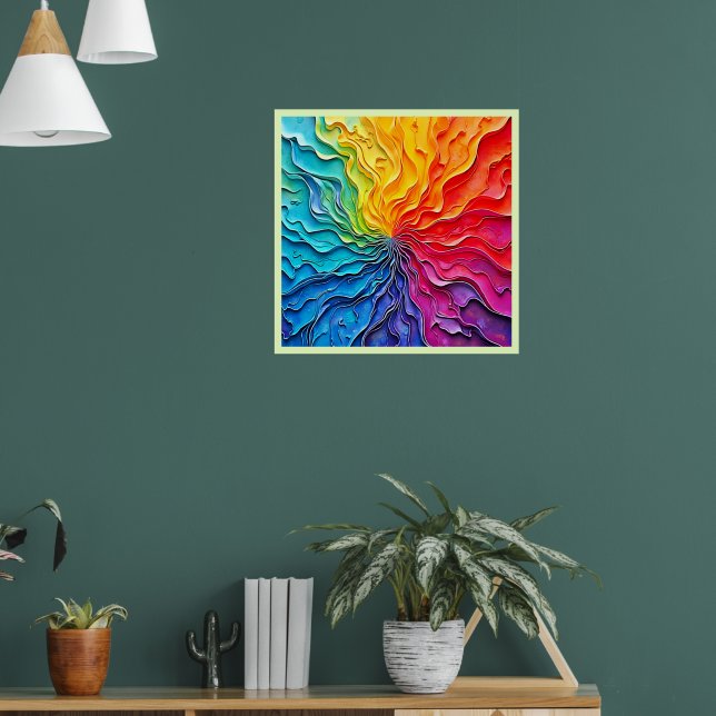 Texturerad regnbågsspiral konst poster (Vardagsrum 1)