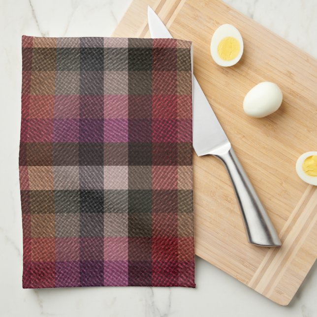 Texturerad röd, grå, hallonrutig. kökshandduk (Vikt i Fjärdedel)