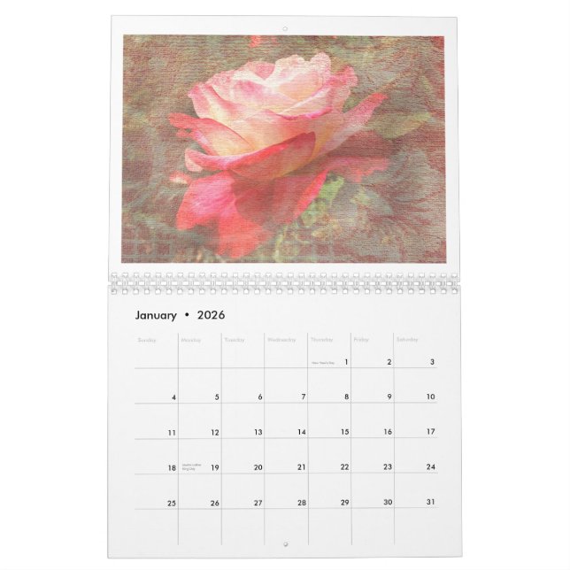 Texturerad rokalender för 2014 kalender (Jan 2026)