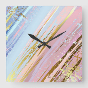 Texturerad Rosa - bakgrund Fyrkantig Klocka