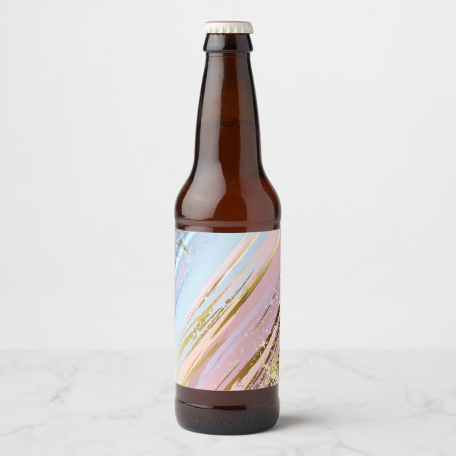 Texturerad Rosa - bakgrund Ölflaska Etikett (Framsida)