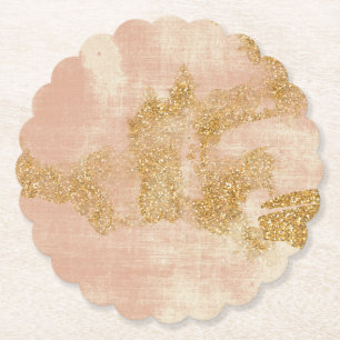 *~* Texturerad Rosa Guld Glitter Distress Golden Underlägg Papper