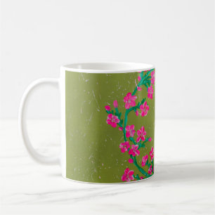 Texturerad rosenkransmålning i rosa färg kaffemugg