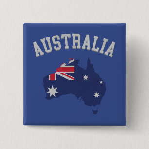 Texturerad Se Australien Flagga Karta & Text Knapp